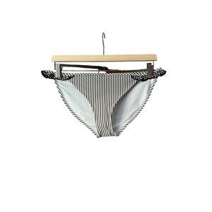 NWT Aerie Women's Seersucker Striped Ruffle Bikini Bottom Gray/White Size XXS